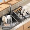 Telescopic Water Trough Drainage Frame Over Sink Drying Rack Expandable Stainless Steel Dish Holder Stink Drainer Rack