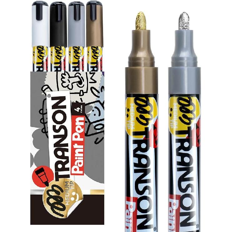 TRANSON 12 Colors Permanent Fabric Markers Oil Based Waterproof for Rocks Crafts Diy Painting Medium Tip