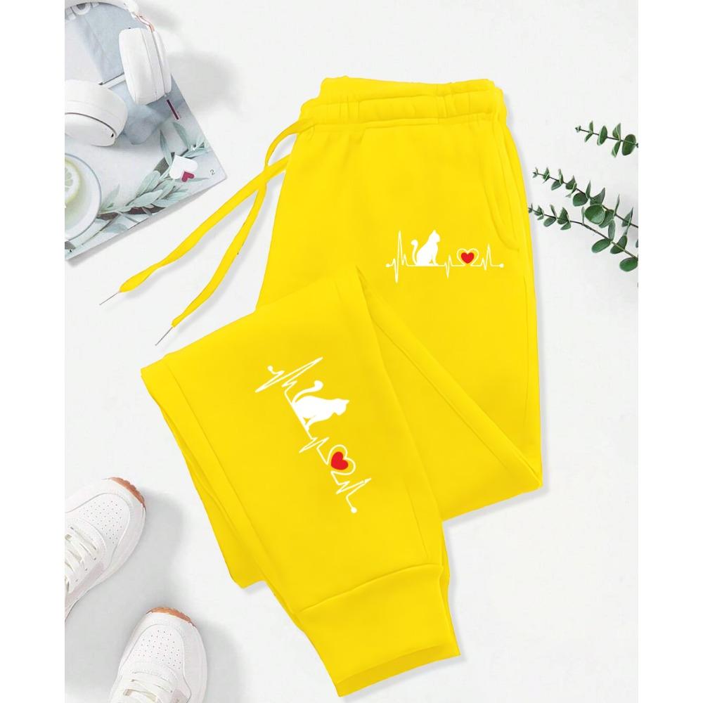 Dog Red Heart Electrocardiogram Printing Printed Woman Pant Street Soft  Sweatpants Sport Fashion Trousers Autumn Pants