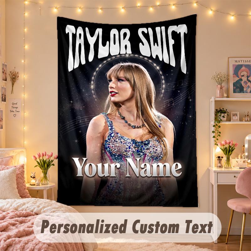 Custom Personalized Tapestry,Taylor Swift Print Custom Name Text Wall Art Hanging for Bedroom