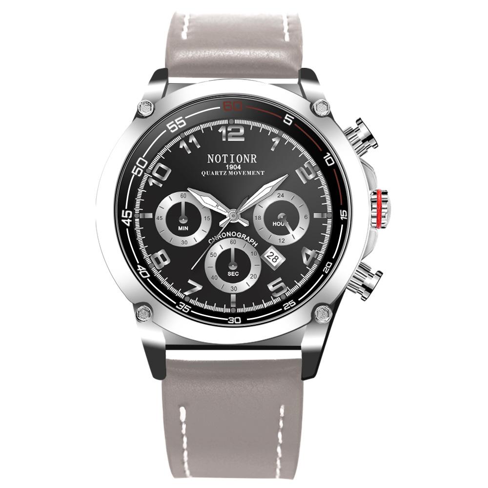 

Notionr Waterproof Men S Sports Watch Fake Three-Eye Luminous Calendar Watch Men S Leather Quartz Watch Men S