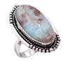 Larimar Natural Gemstone Antique Silver Plated Ring US Size-9 R 682