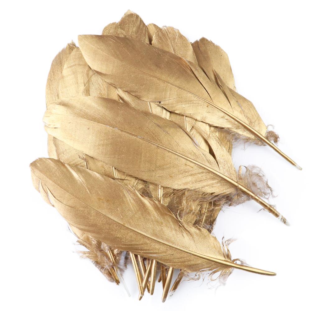 10-500 Gold Goose Rooster Feathers For Crafts Wedding Party Home Decoration Jewelry Making Plumes Diy Supplies