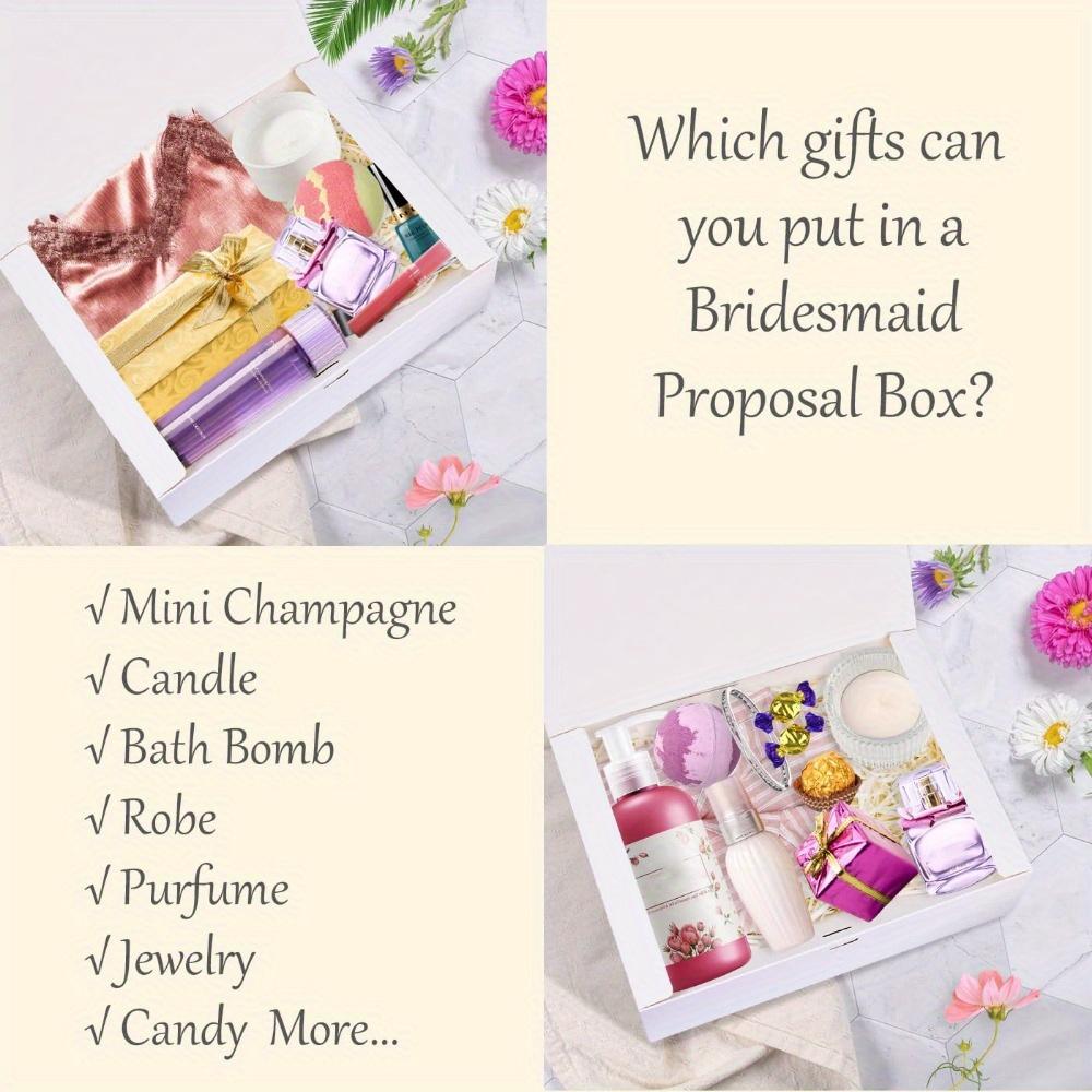 6pcs Premium Gift Box with Lid and Ribbon Bridesmaid Proposal Boxes Gift Boxes for Wedding Party Ideal for Maid of Honor, Matron of Honor and Wedding