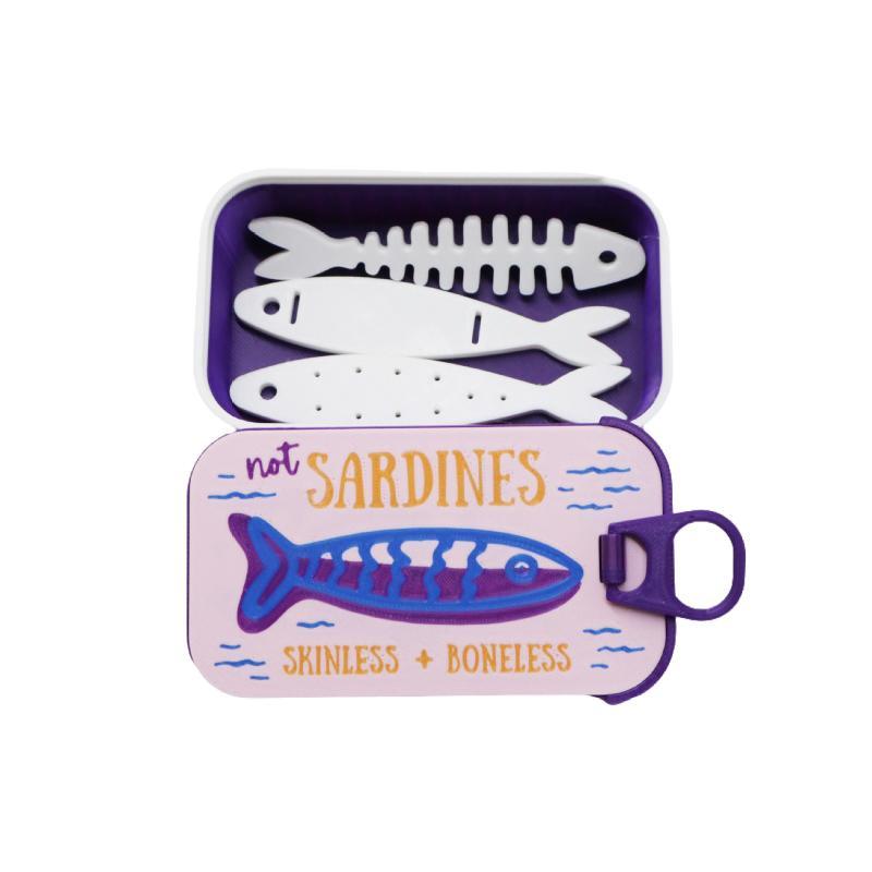 Sardine Tin Jewelry Box 3D Printed Easy Open Durable Small Jewelry Organizer for Rings Earrings Perfect for Dresser Decor