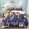 Anime Maid Girls Duvet Cover Set K-ON! Kawaii Pink Bedding Pillowcases Soft Comforter Cover for Girls Women Queen King Size