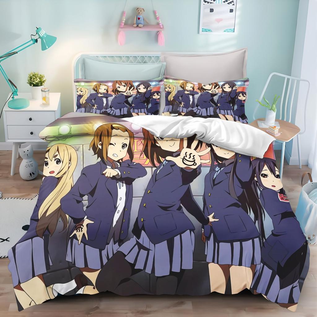 Anime Maid Girls Duvet Cover Set K-ON! Kawaii Pink Bedding Pillowcases Soft Comforter Cover for Girls Women Queen King Size
