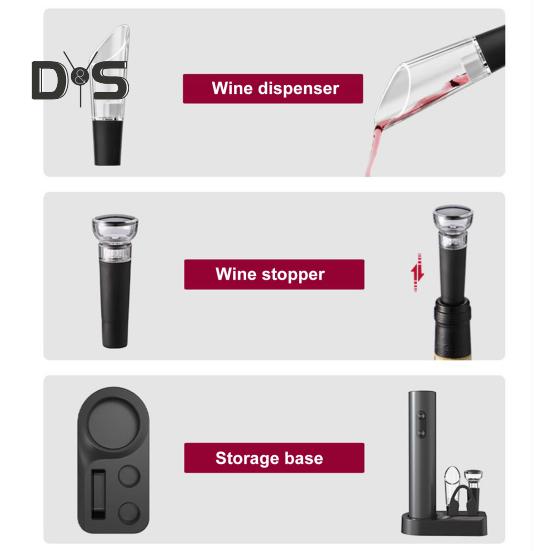 Deschidetor de vin electric Tibușon automat Dispenser de vin reîncărcabil Cutter de folie Dop cu vid Instrument eficient pentru deschizător de sticle pentru petreceri în bucătărie