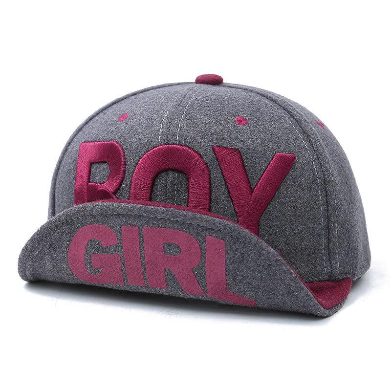 ZHENYUEQI Autumn/Winter Wool Felt BOY Embroidered Baseball Cap Adjustable