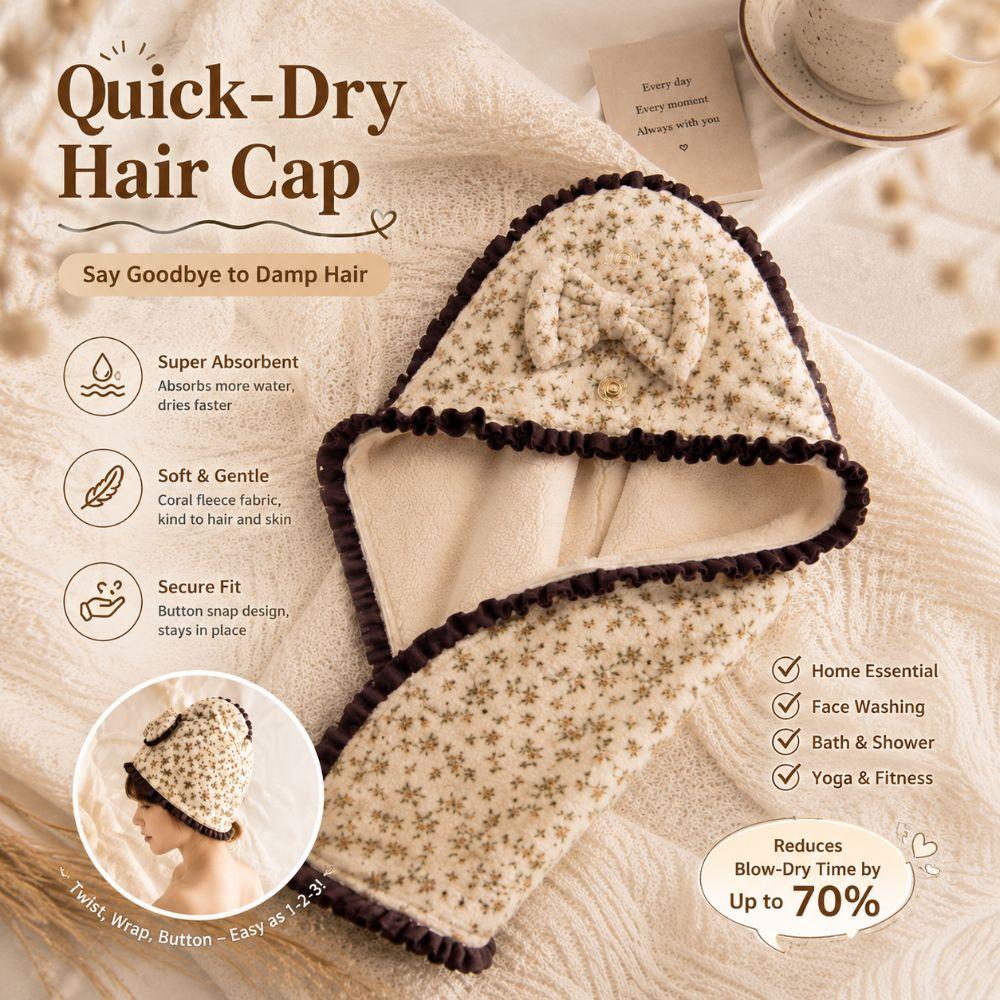 Coral Fleece Hair Towel Wrap Absorbent Shower Cap New Bow Dry Hair Cap  For Bathroom,washing Hair