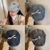 Original Design Diy Butterfly Knot Beret Hat For Women In Cool Y2k Vintage Denim Style