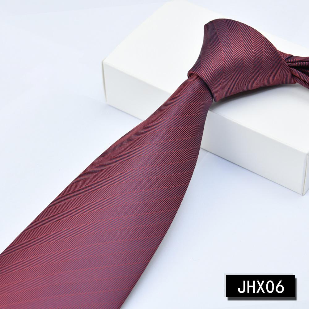 Men's Burgundy Striped Jacquard Formal Business Tie, 8cm Handmade Tie Decoration