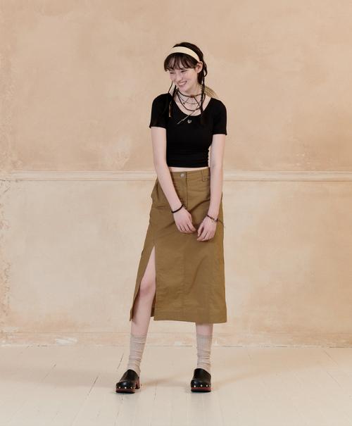 NUUKFITTER 838 Slit Long Skirt_Women [Beige]