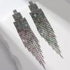 Color Diamond-Set Long Fringed Earrings, Heavy Industry Exaggerated Design Earrings, Fashion Earrings