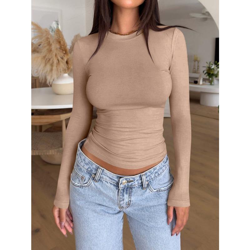 Dámské jarní a podzimní Y2K slim módní tričko s čistým designem