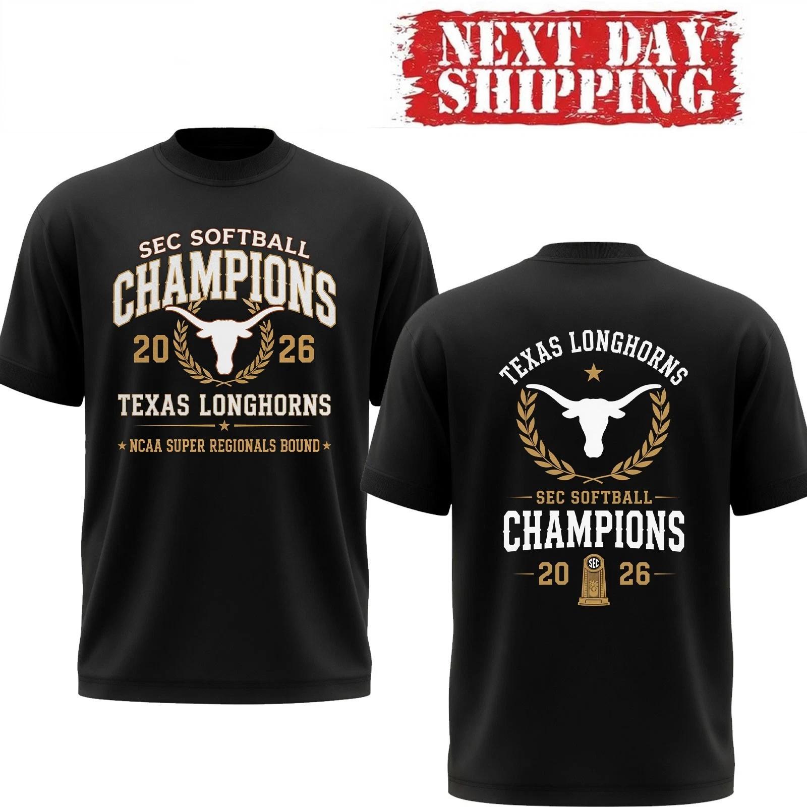 Texas Longhorns NCAA SEC SOFTBALL CHAMPIONS 2026 Limited Edition T Shirt S-5XL XL