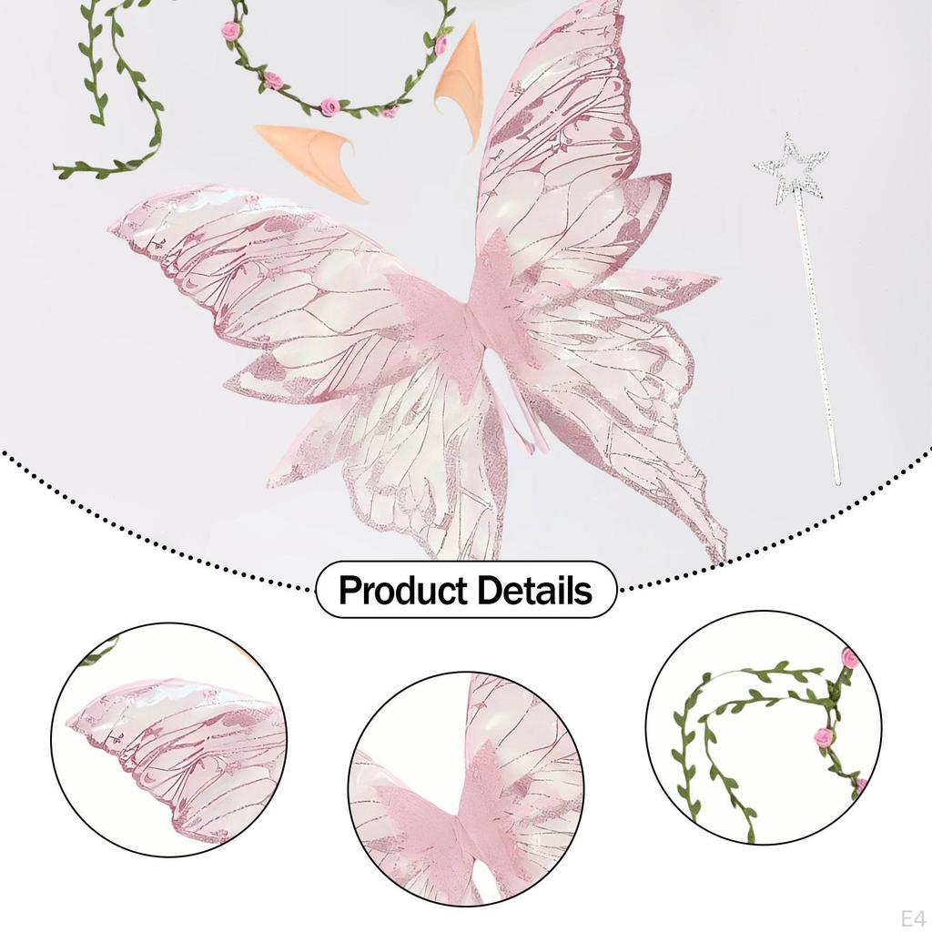 Fairy Wings Adult Kids Decoration Elf Wreath Headdress Props Butterfly Costumes