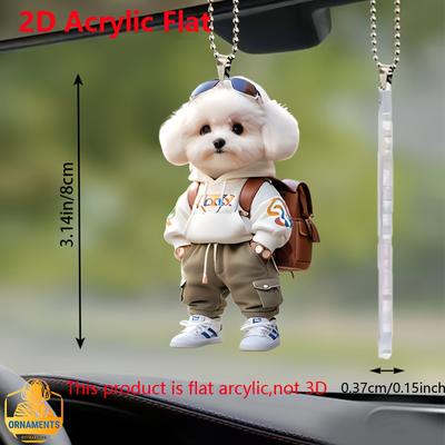 1pc Cool Puppy Acrylic 2D Flat Pendant - Versatile for Car Rearview Mirror, Backpack & Home Decor