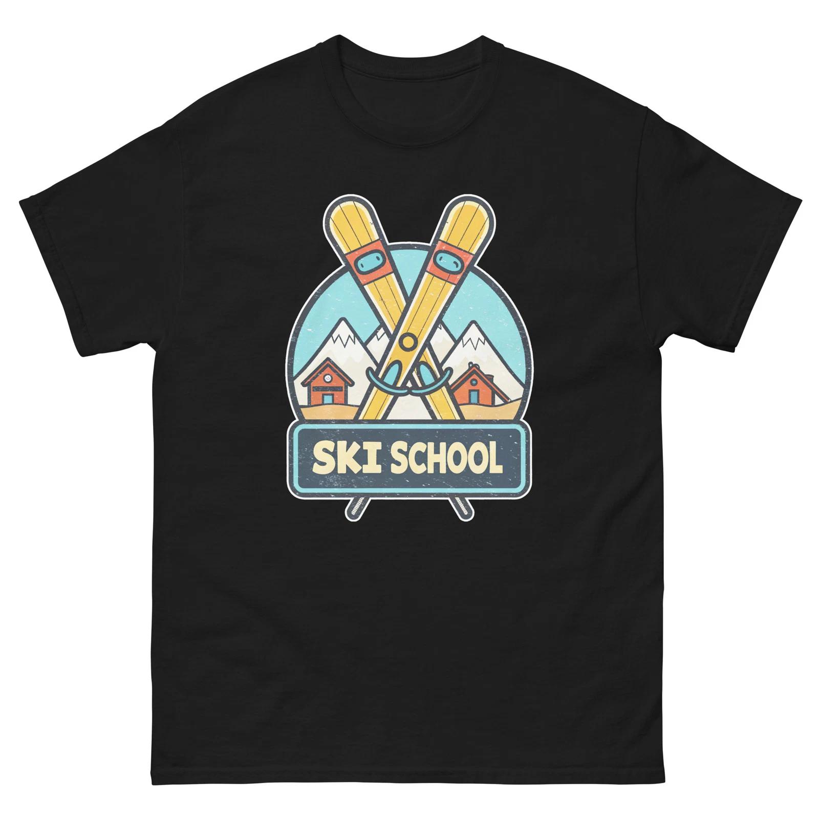 Ski School Mountain Ski Resort Town T-Shirt M