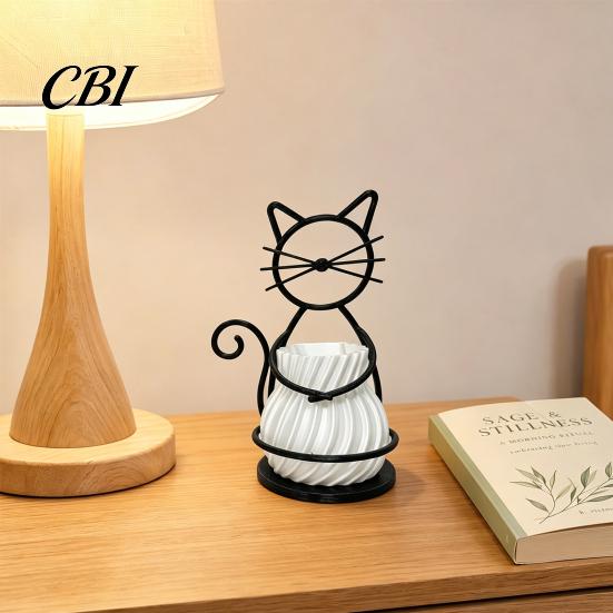 Hydroponic Plant Pot Cat Flower Holder, Multifunctional Desktop Vase Pen Organizer for Eco-friendly Holder Small Plants, Minimalist Stand with