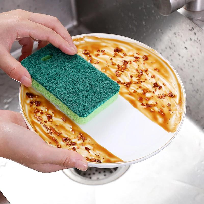Natural Wood Pulp Cotton Sponge Wipe Re-Washable Sponge Household Cleaning Pad Kitchen Cleaning Gadgets Descaling Cleaning Rub