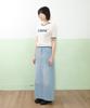 AMES-WORLDWIDE Curved Line Denim Long Skirt Light Blue