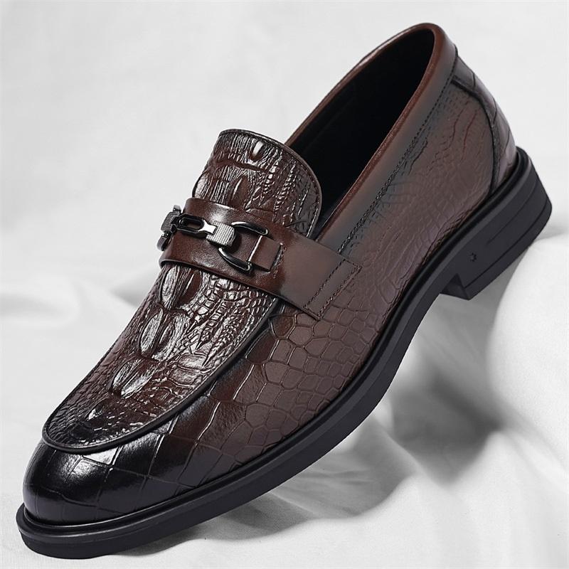 Fashion New Arrival British Black Brown Business Formal Leather Shoes for Men Designer Slip On Wedding Prom Homecoming Footwear