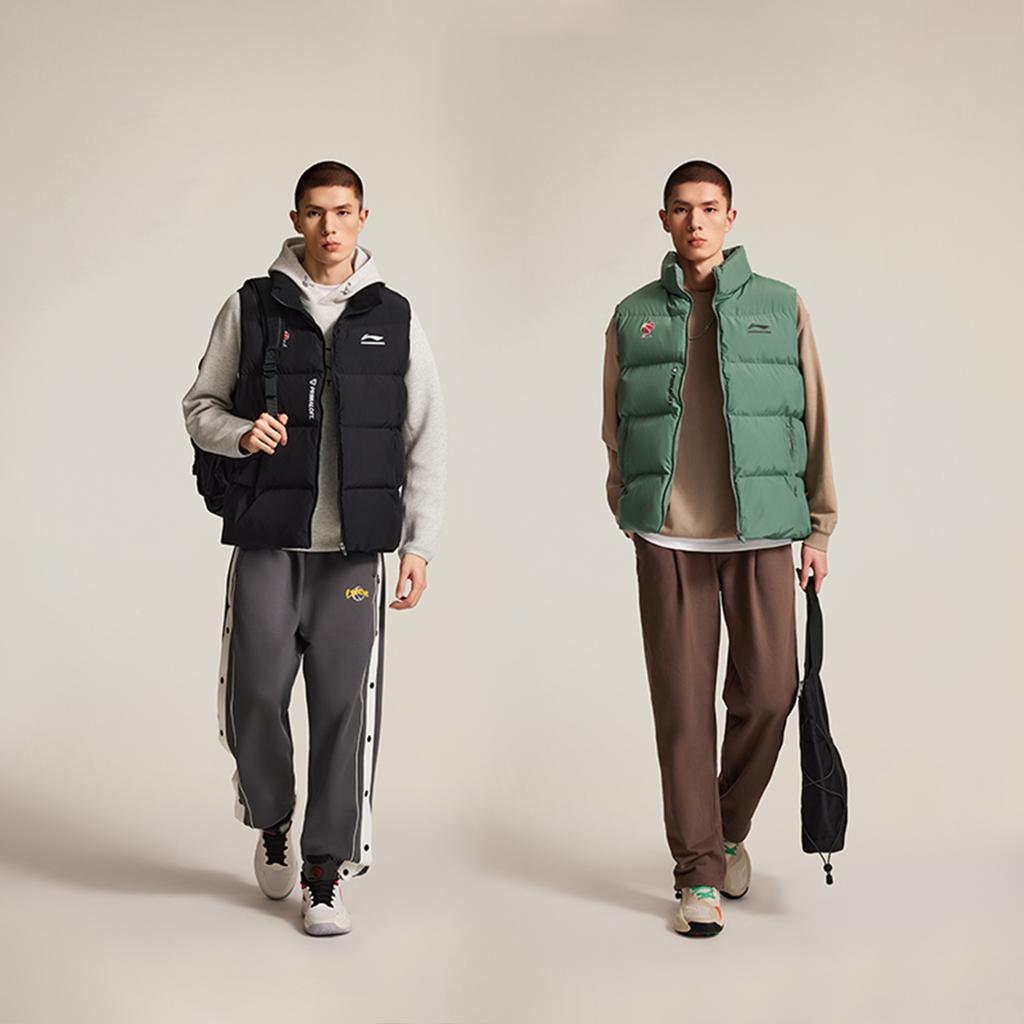 Li Ning CBA Series Stojáček Logo Písmeno Zip Zimní Vesta Pánská vesta AMMV005-5