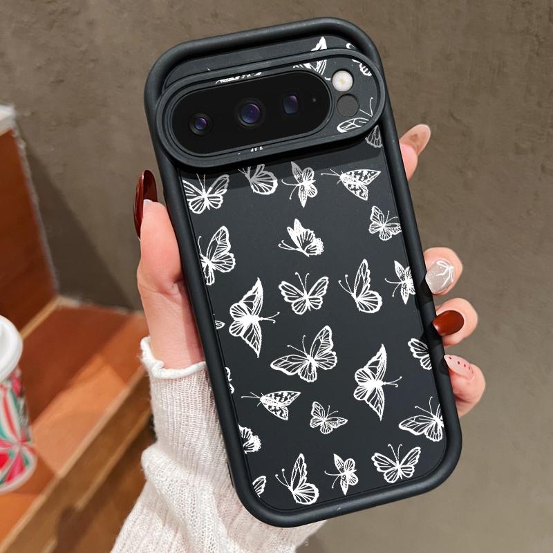 For Google Pixel 9 8 Pro Xl 8a Shockproof Line Butterfly Pattern Silicone Soft Lens Protection Solid Color Anti-Fall Matte Phone Case Cover