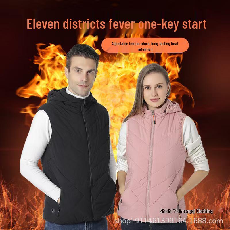 

11-Zone Winter Smart Heated Hooded Vest for Couples Small