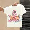 Capybara Girl Birthday Clothes Cute Toddler Kids Number T Shirt Cartoon Short Sleeve Baby Cotton T Shirt Summer Children Tops
