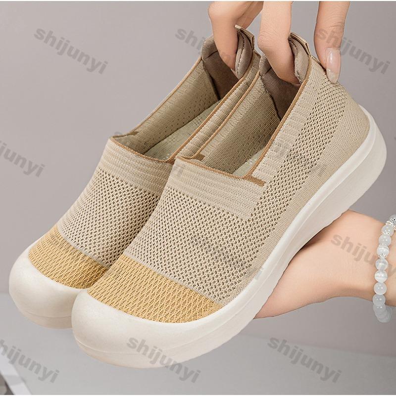Women's Casual Shoes 2025 Summer New Fly Weave Breathable Mesh Flats Lightweight Comfortable Slip On Vulcanized Shoes