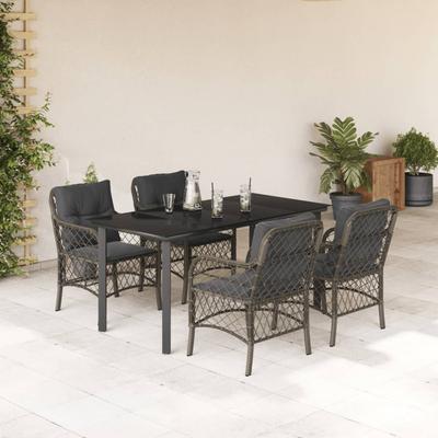 Vidaxl 5-Cz. Garden Furniture Set With Cushions, Grey, PE Rattan
