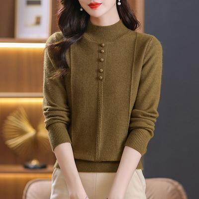 Neuer Herbst- und Winter-Wollpullover für Damen Halsturtleneck-Pullover Warm und Warme Innenschicht Basisschicht Top