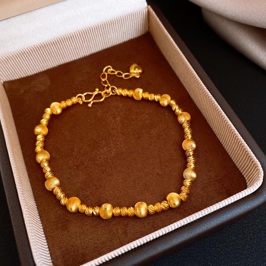 24K echtvergoldetes chinesisches geometrisches rundes Perlenarmband leichter Luxus hochwertiges Armband personalisierter Schmuck