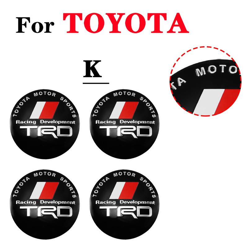 4pcs Car Wheel Stickers 56mm Auto Center Hub Cap Decal For Toyota Gazoo Racing TRD Corolla Yaris Chr Auris Rav4 Prius Prado
