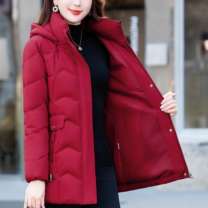 Módní zimní bundy dámské parky s kapucí volné silné teplé dámské dlouhé kabáty