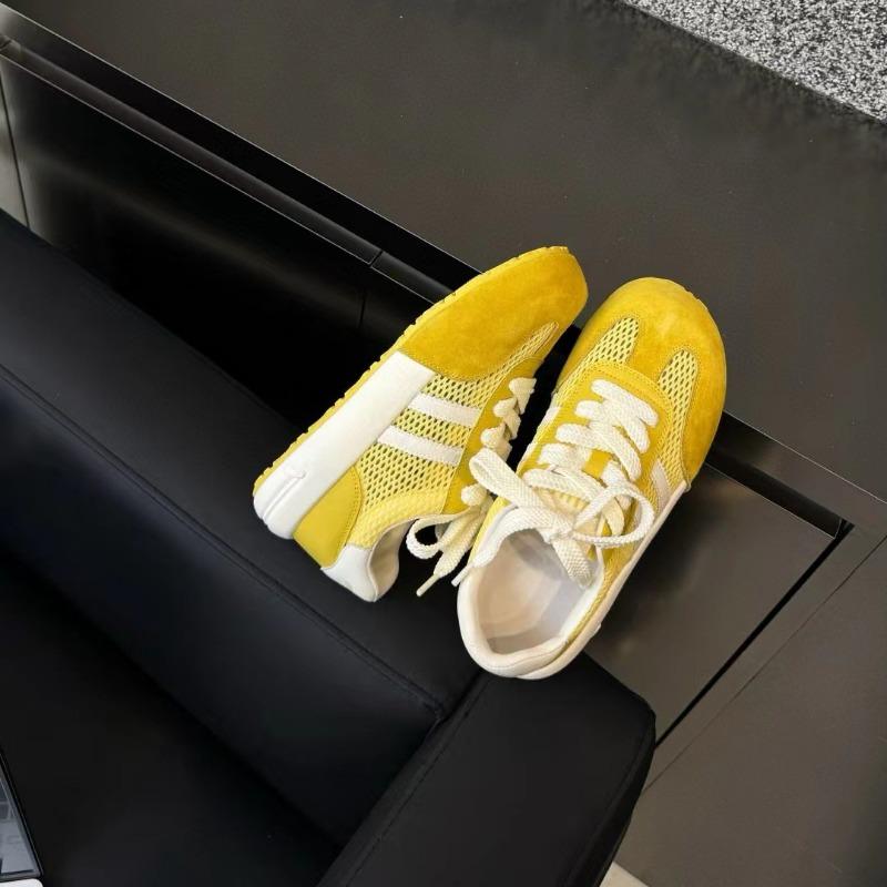 

Leather women s shoes summer new thick-soled mesh lace-up little white shoes trendy fashion versatile casual women s board shoes 35 жёлтый