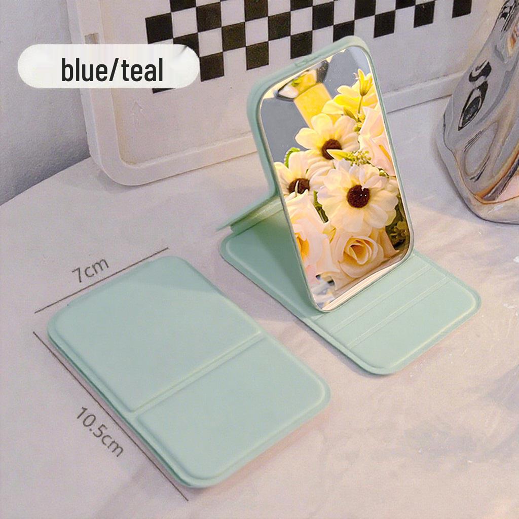 Compact Mini Square Gilded Folding Makeup Mirror with Magnification