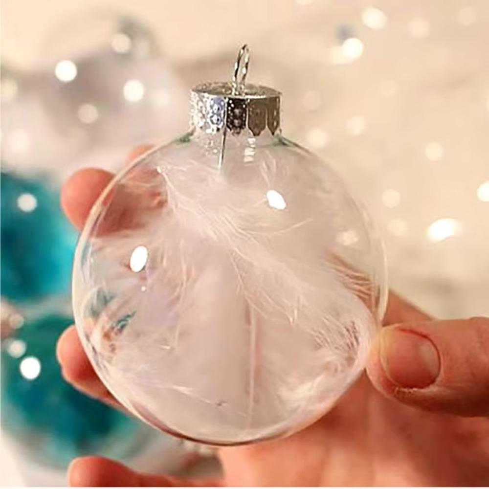 6Pcs PET Clear Plastic Christmas Ball Fillable Plastic Bauble Xmas Tree Hanging Ornaments  Wedding