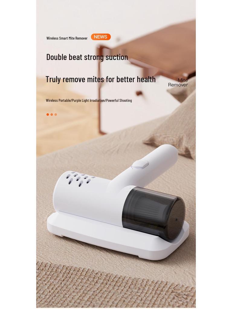 Compact Wireless UV Mite Remover with High Suction for Beds and Sofas