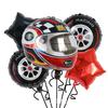 Tire Helmet Balloon 18 Inch Black And White Plaid Round Aluminum Film Balloon Racing Theme Party Decorative Balloon