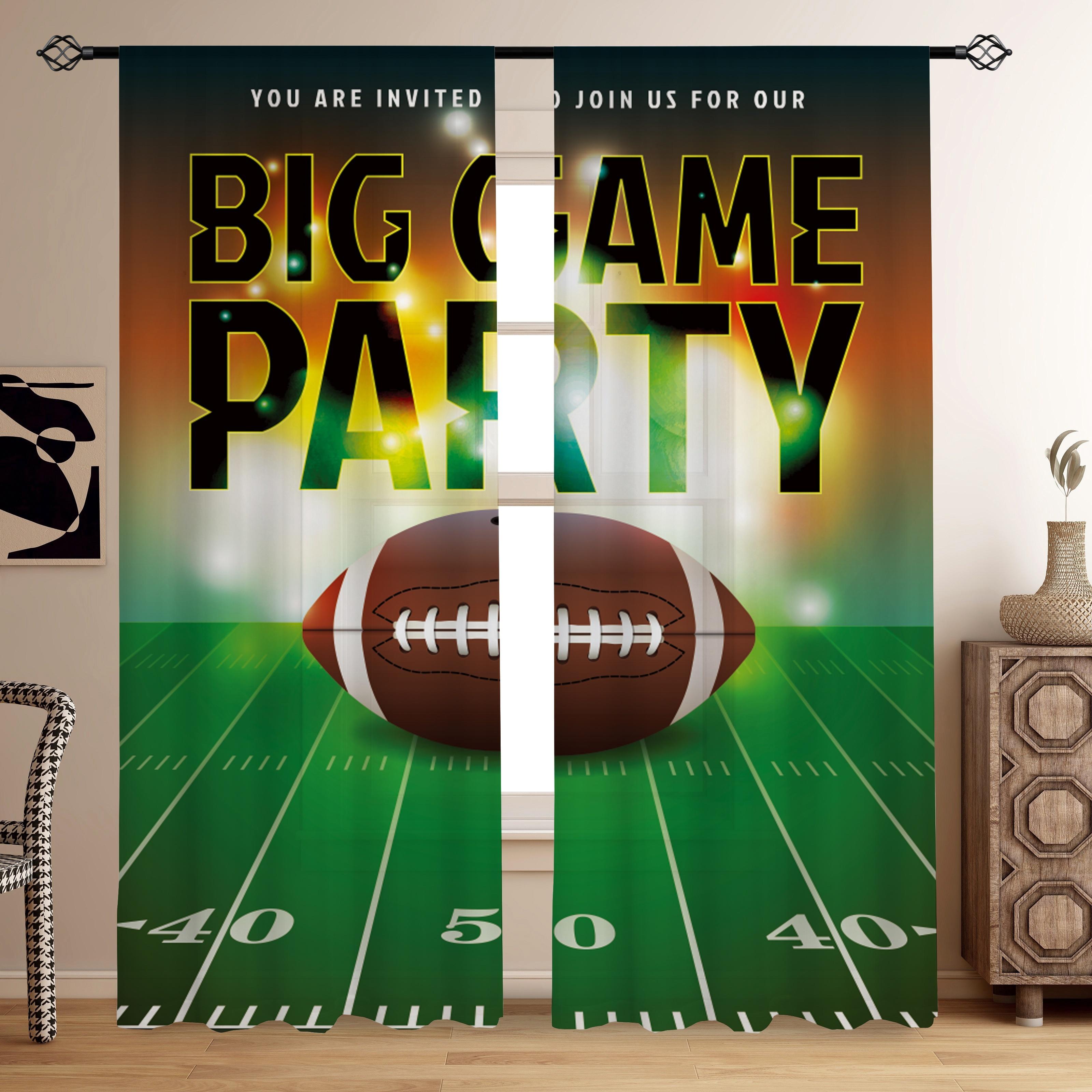 

2pcs Sports Curtains Rod Pocket American Football 3D Football Curtain Art Print Window Drape For Living Room Bedroom Home Decor W60H60(CM)x2pcs&Rod Pocket