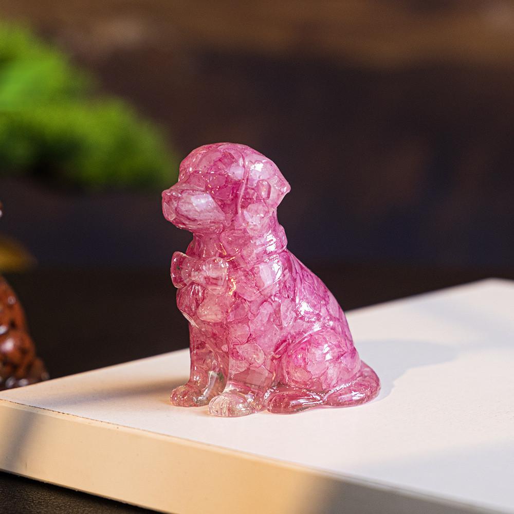 Resin Crystal Dogs Snow Shih Tzu And Golden Retriever Home Decor Gift For Animal Lovers