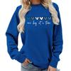Women's Crew Neck Long Sleeve Loose Fit Sweatshirts Casual Letter Print Pullover Tops
