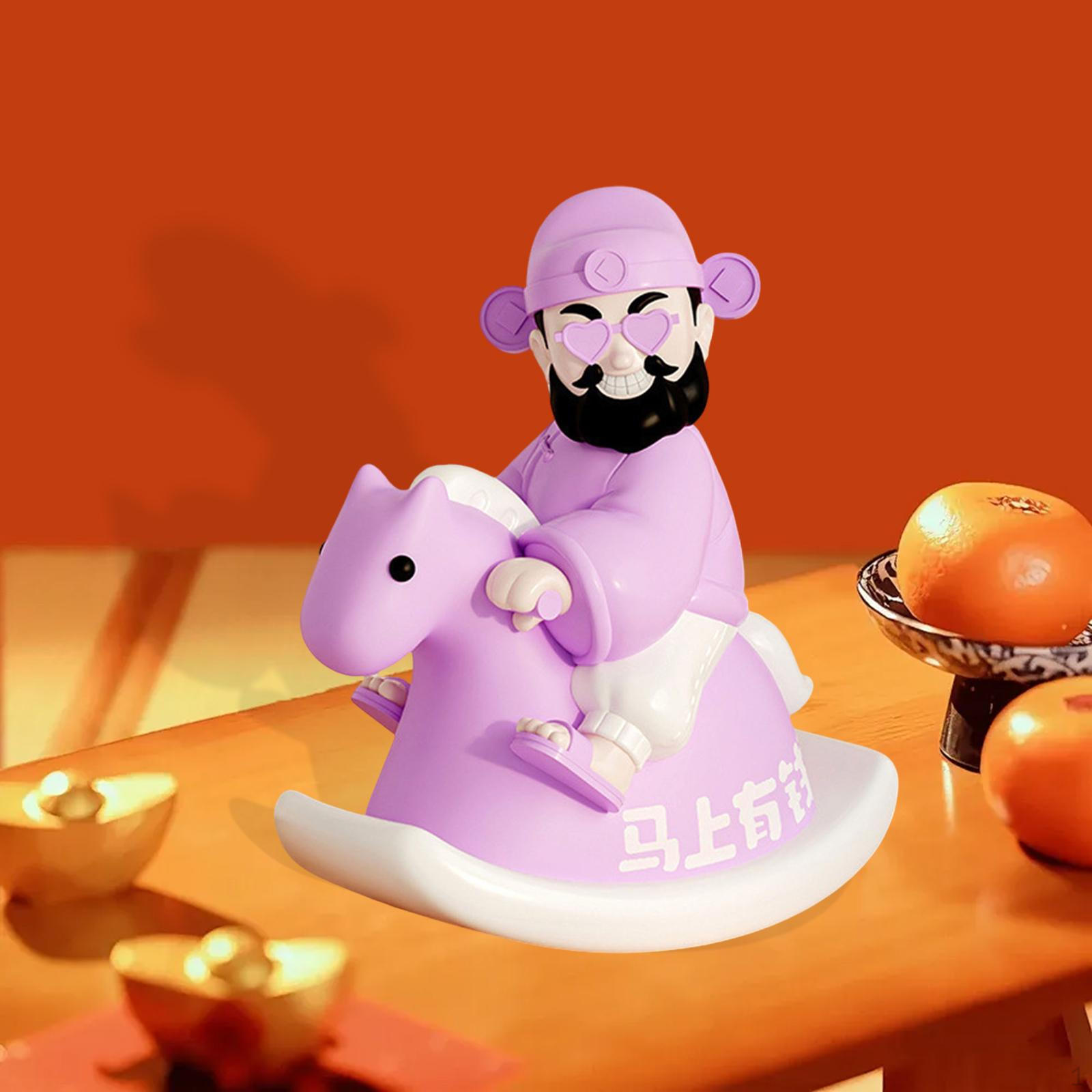 

Figure of The God Wealth, Desk Decoration, Rocking Horse, Ornament Wealth for Closet, фіолетовий