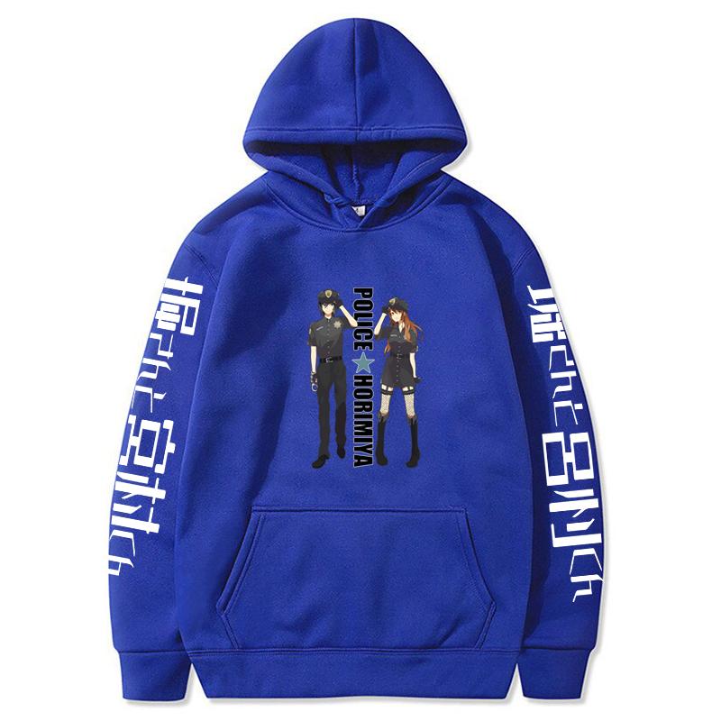 

Аниме Horimiya Одежда Мужчины Женщины Большие повседневные толстовки Классические простые уличные свитера Harajuku унисекс толстовки Топы 4XL синий