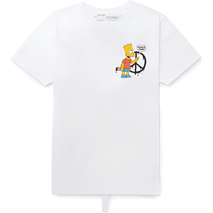 Off-White X The Simpsons Printed Short Sleeve T-Shirt Regular Fit Men Tops White OMAA027S191850340188