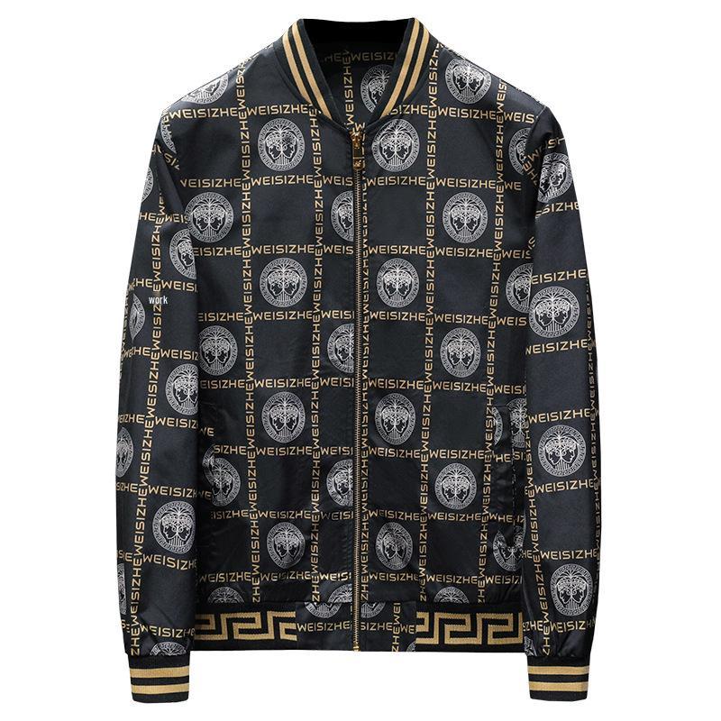 Men's Autumn Trend Print Baseball Jacket - Korean Style Casual Outerwear