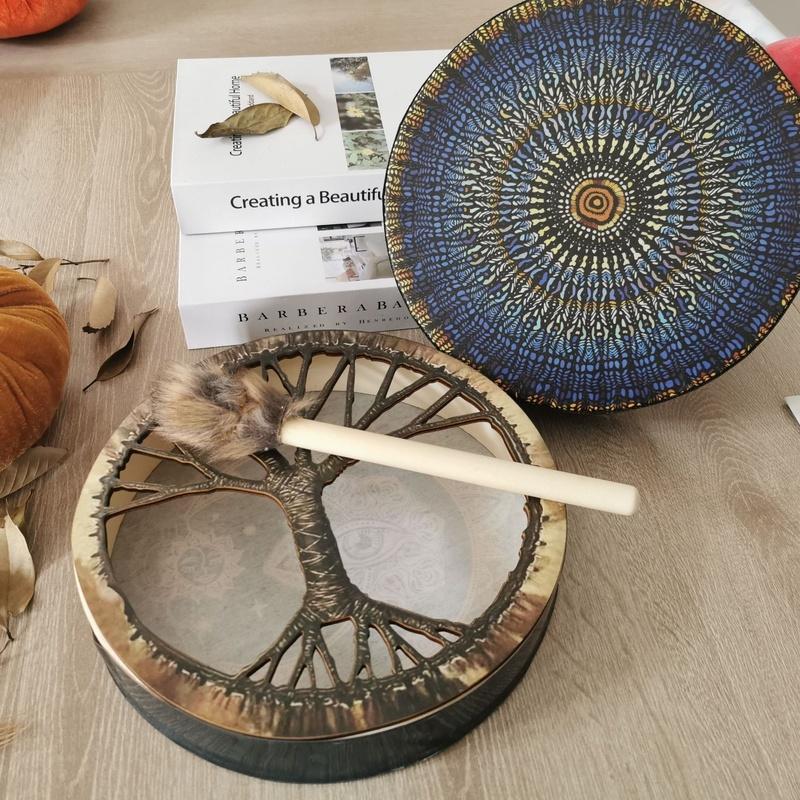 25CM Shaman Drum with Beater Sound Healing Tool Meditation Music Percussion Instrument For Spiritual Music,Reflection Meditation